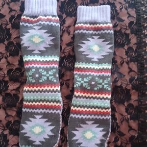 Patterned Gray and Multicolor Women's Socks(like Slipper Socks)